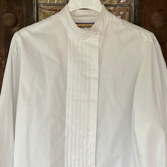 Vintage Bryn Connelly | Stand Collar Blouse w/ pleated front Puff Sleeves - Picture 9 of 11